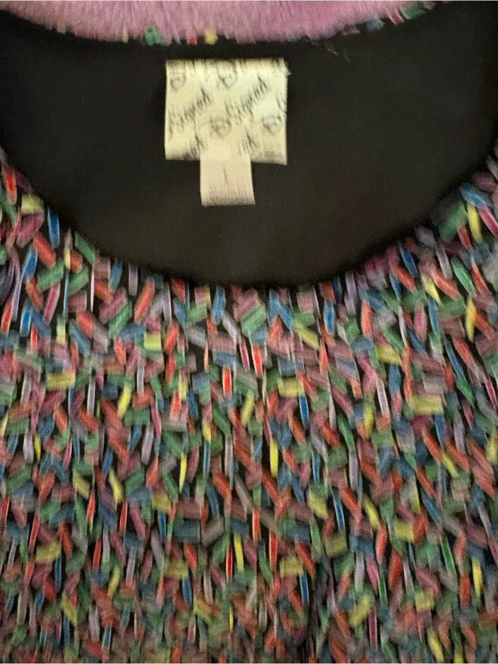 D-Signed Girls Black Dress with Multicolor Confetti Print